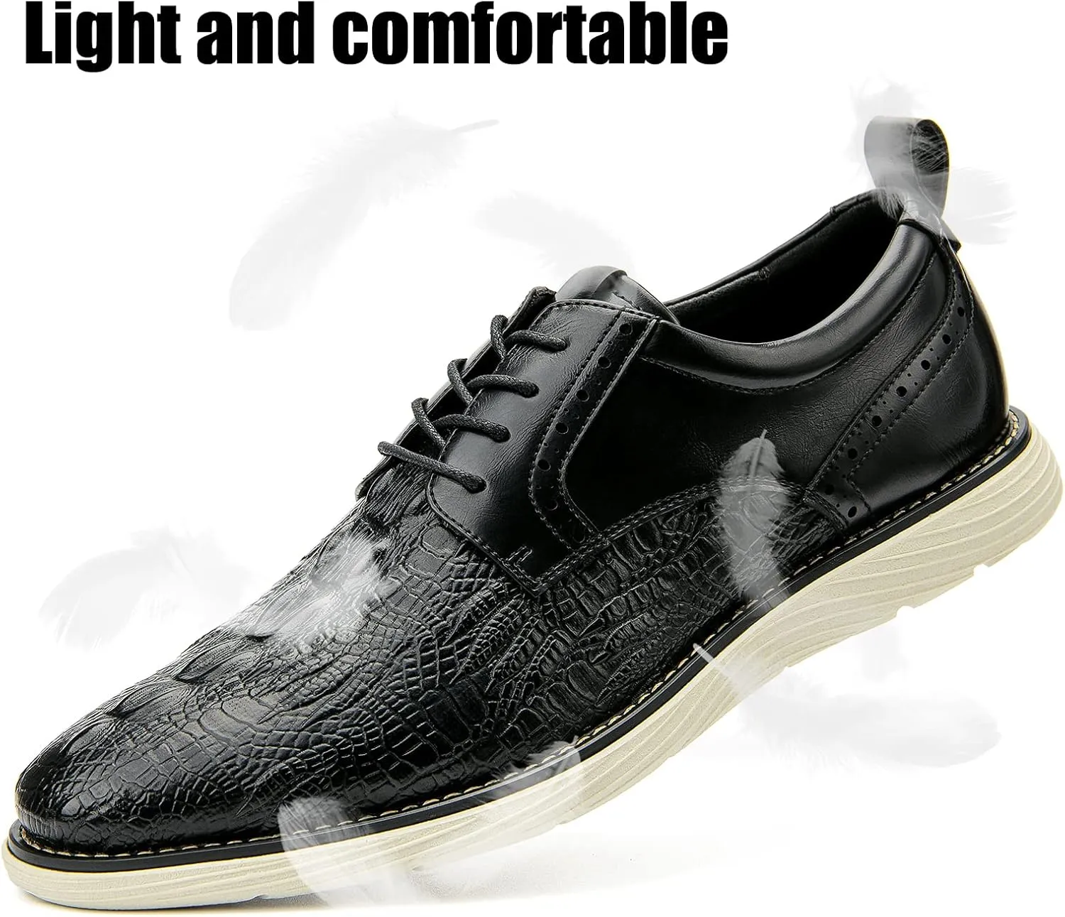 JITAI Men's Oxford Shoes,Dress Shoes Lace-up Wingtip Brogue Shoe Mens Lightweight Fashion Shoes.