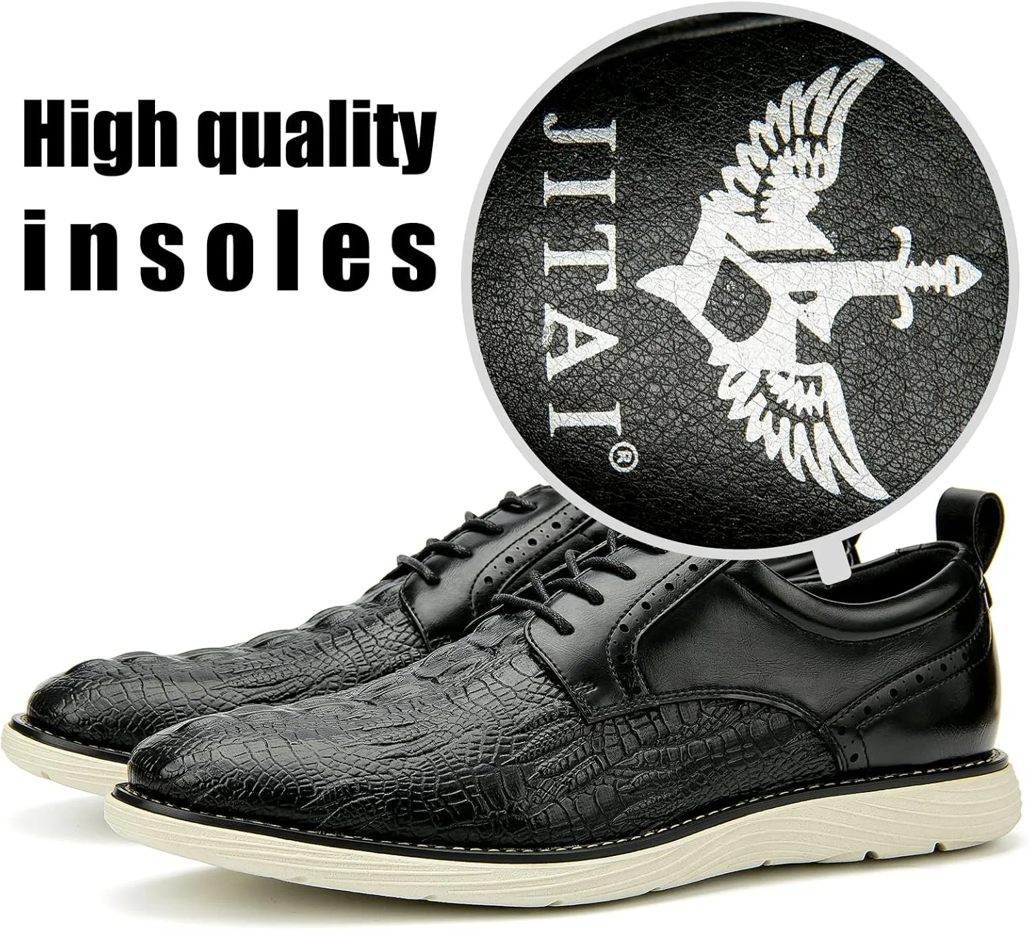 JITAI Men's Oxford Shoes,Dress Shoes Lace-up Wingtip Brogue Shoe Mens Lightweight Fashion Shoes.