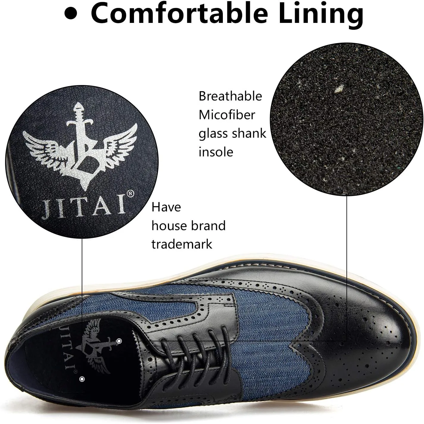 JITAI Men's Oxford Shoes,Dress Shoes Lace-up Wingtip Brogue Shoe Mens Lightweight Fashion Shoes.