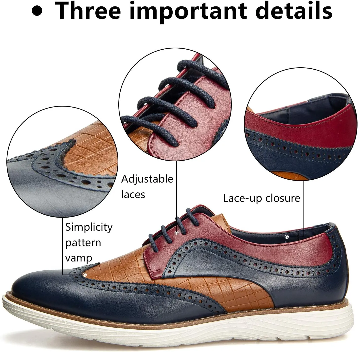 JITAI Men's Oxford Shoes,Dress Shoes Lace-up Wingtip Brogue Shoe Mens Lightweight Fashion Shoes.