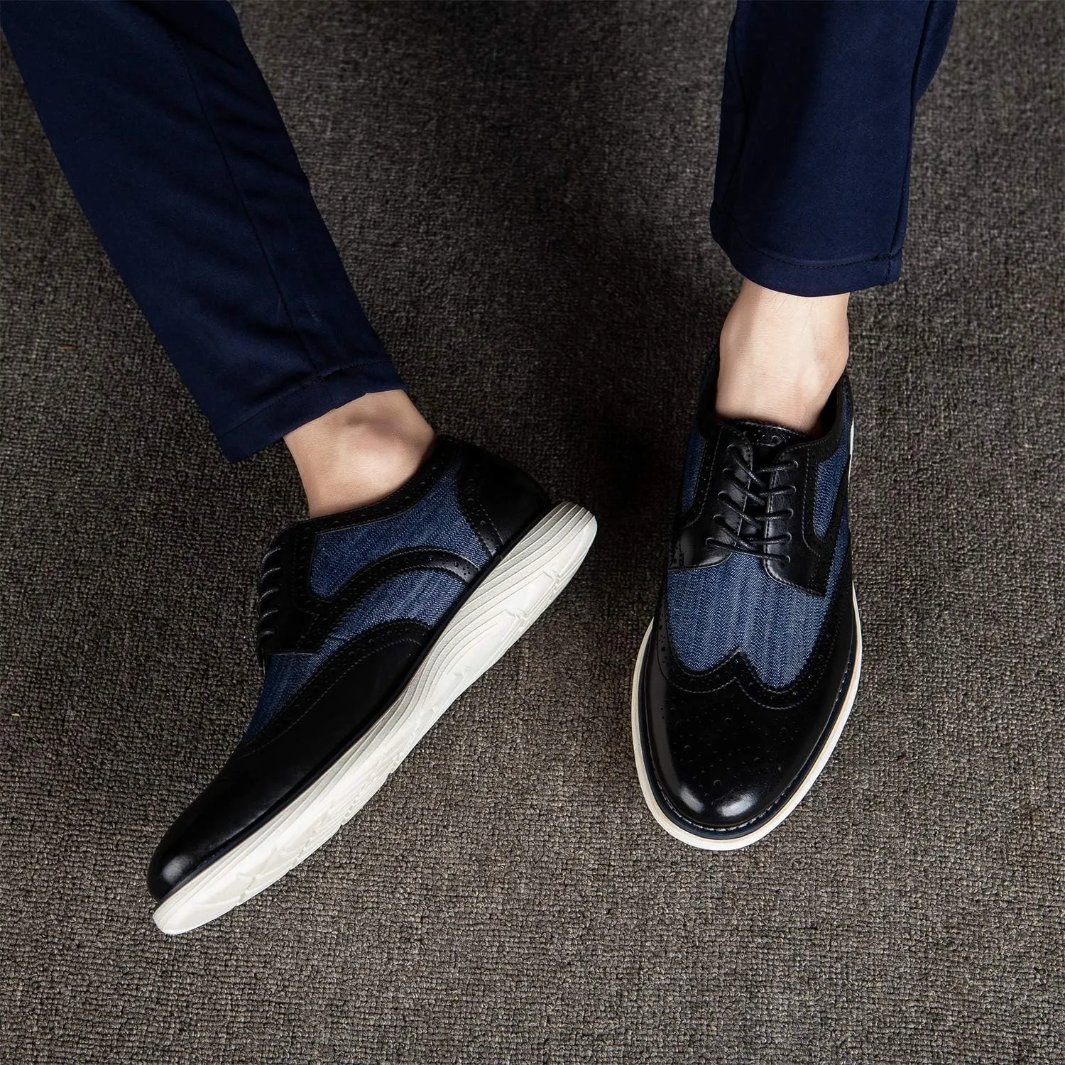 JITAI Men's Oxford Shoes,Dress Shoes Lace-up Wingtip Brogue Shoe Mens Lightweight Fashion Shoes.