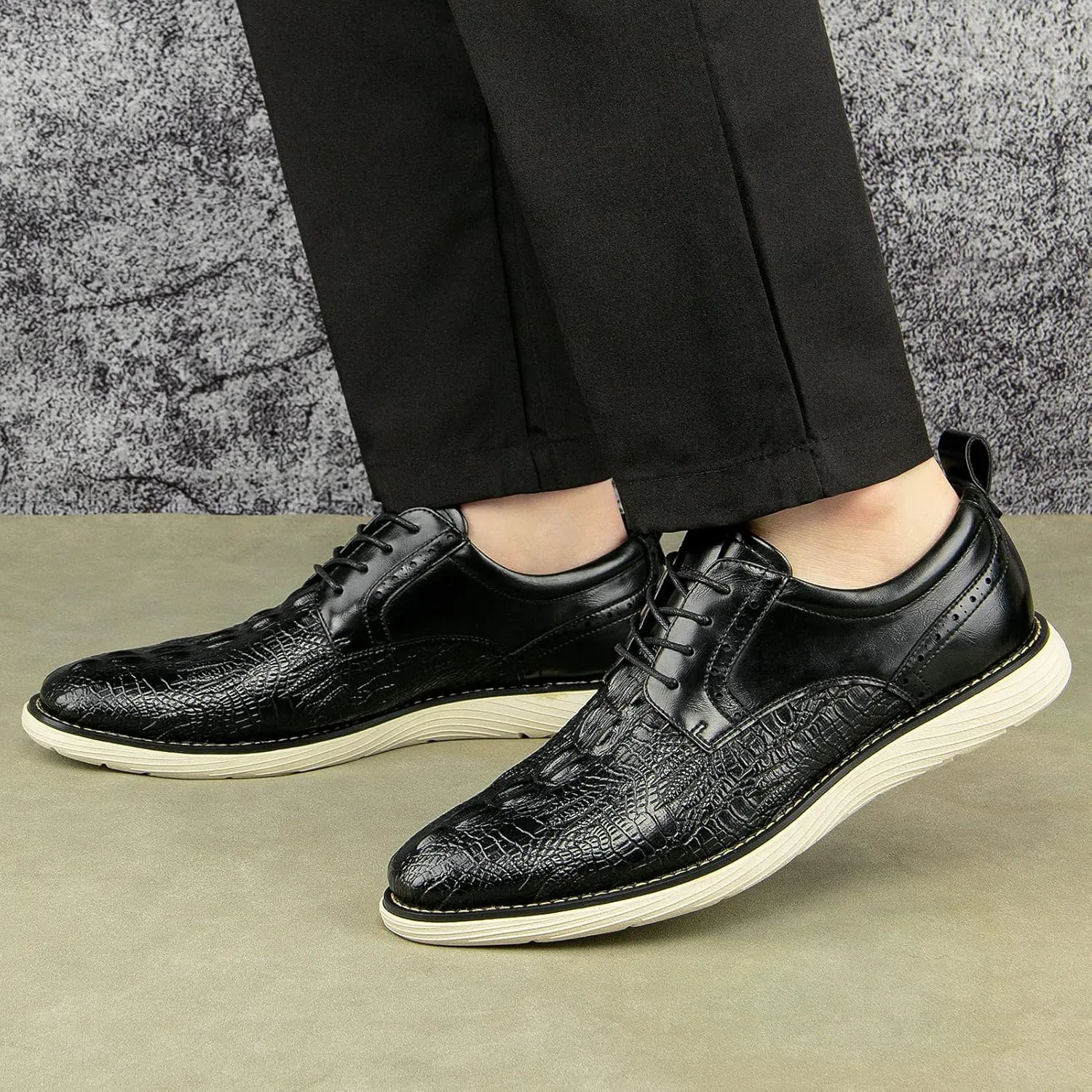 JITAI Men's Oxford Shoes,Dress Shoes Lace-up Wingtip Brogue Shoe Mens Lightweight Fashion Shoes.