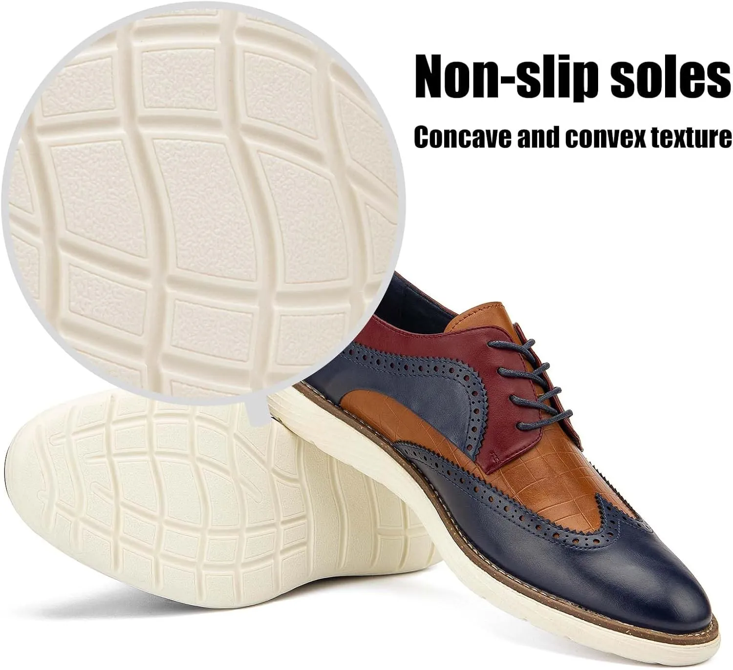 JITAI Men's Oxford Shoes,Dress Shoes Lace-up Wingtip Brogue Shoe Mens Lightweight Fashion Shoes.