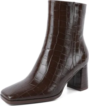 Joseywade Womens Ankle Boots Chunky Heel Boots Ankle Booties Square Toe 3 Inch Side Zip Boots Fall Shoes US Size 5-13