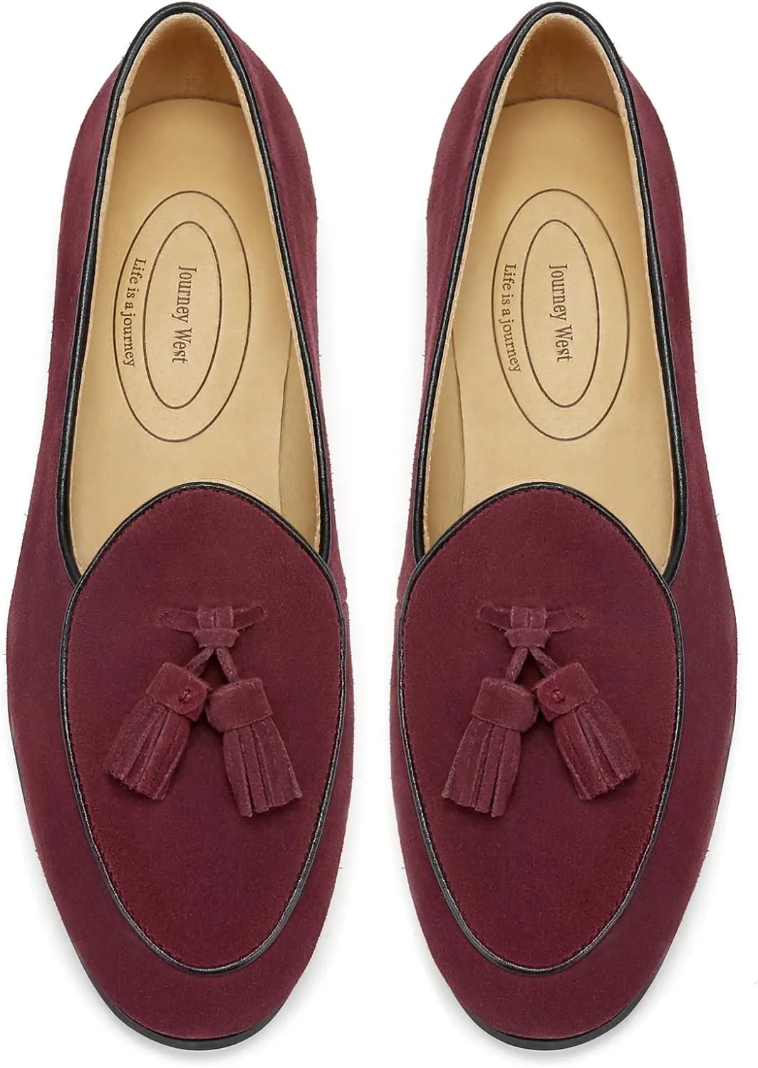 Journey West Suede Tassel Loafer for Women Slip-on Belgian Penny Loafers Shoes for Women in Many Colors