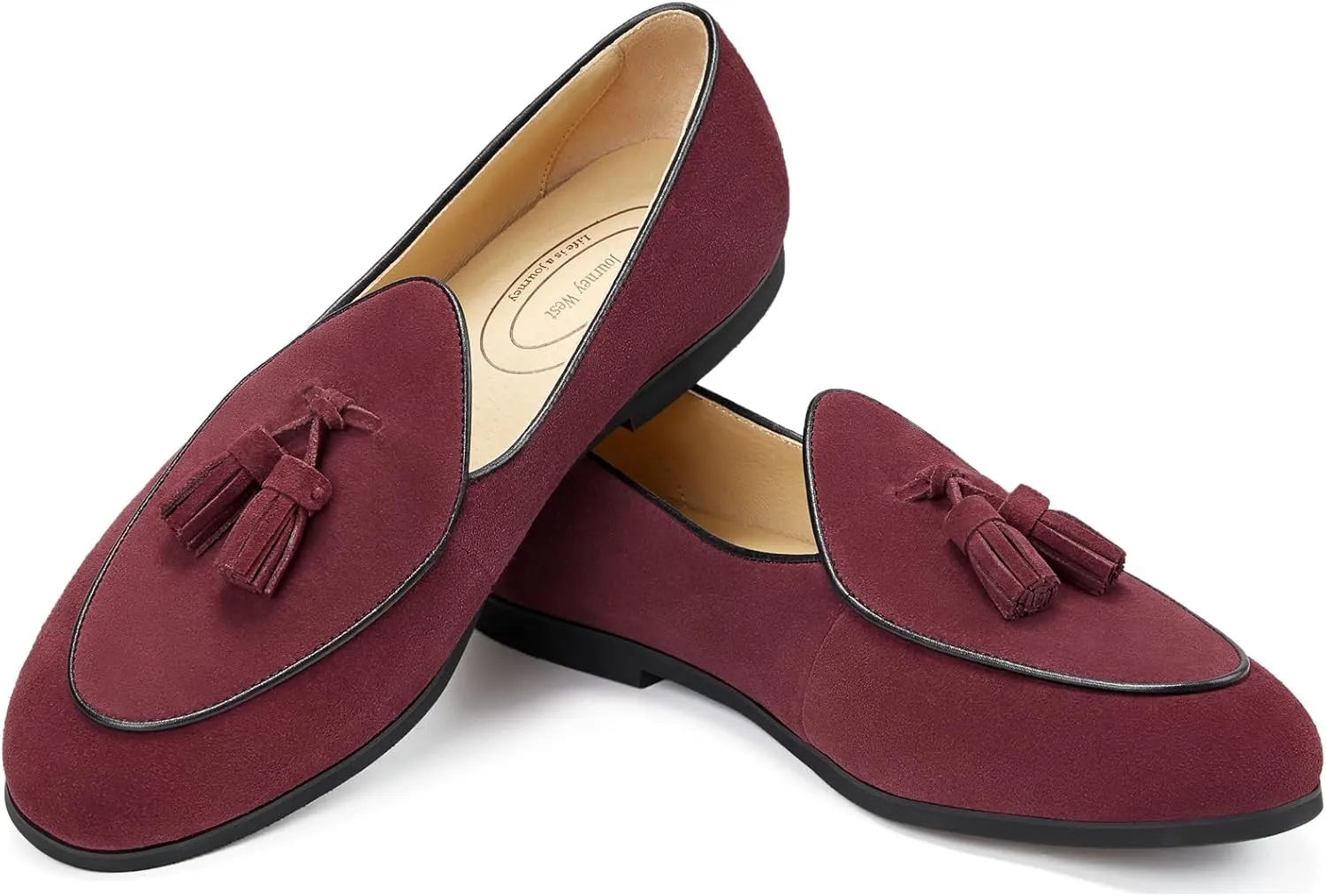 Journey West Suede Tassel Loafer for Women Slip-on Belgian Penny Loafers Shoes for Women in Many Colors
