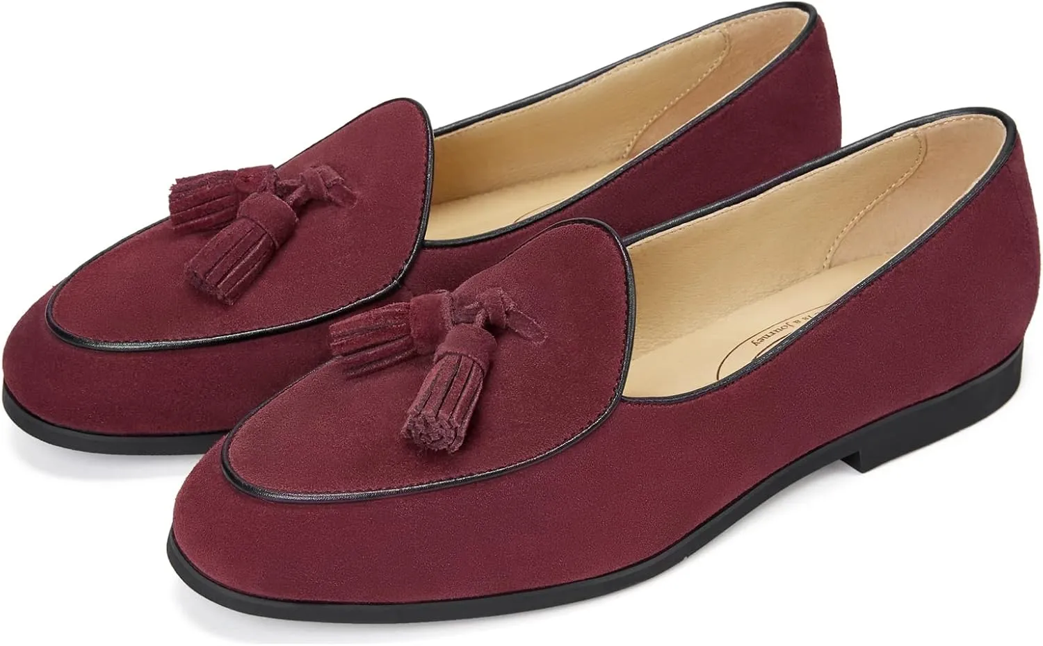Journey West Suede Tassel Loafer for Women Slip-on Belgian Penny Loafers Shoes for Women in Many Colors