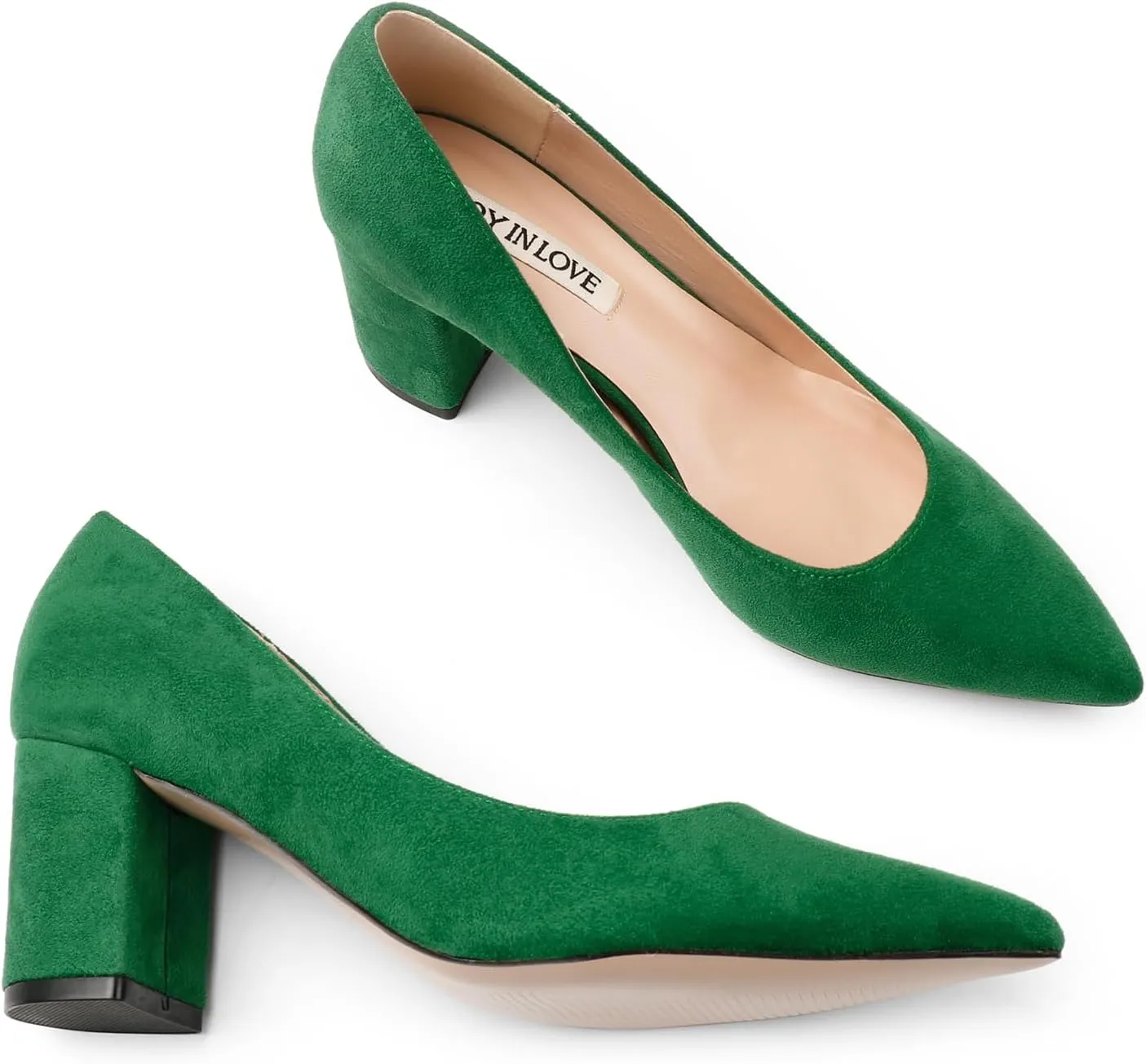 JOY IN LOVE Pumps for Women Chunky Heels Comfortable Middle Block Heel Work Dress Pumps