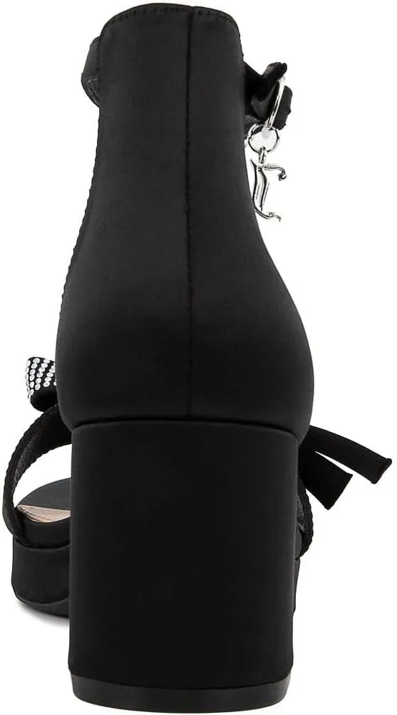 JUICY COUTURE Women's Open Toe Ankle Strap Low Block Chunky Heels Sandals - Dress Pumps Shoes