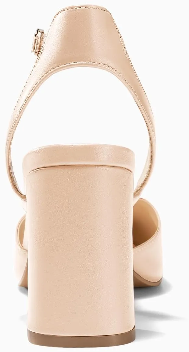 Juliet Holy Womens Closed Toe Heels Chunky Block Heel Ankle Strap Pumps Slingback Heeled Sandals