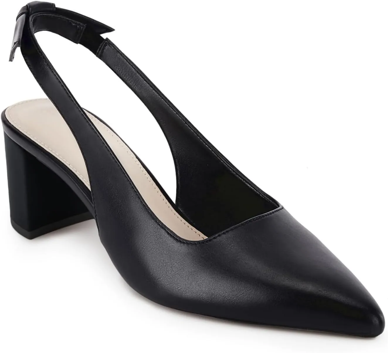 Juliet Holy Womens Pumps Pointed Toe Slip on Slingback Cute Bowknot Classic Chunky Block Heels