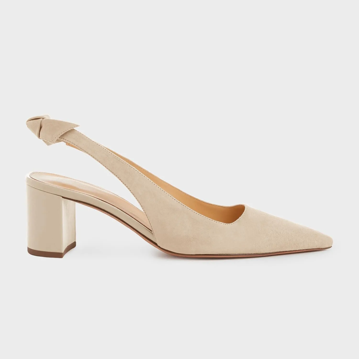 Juliet Holy Womens Pumps Pointed Toe Slip on Slingback Cute Bowknot Classic Chunky Block Heels