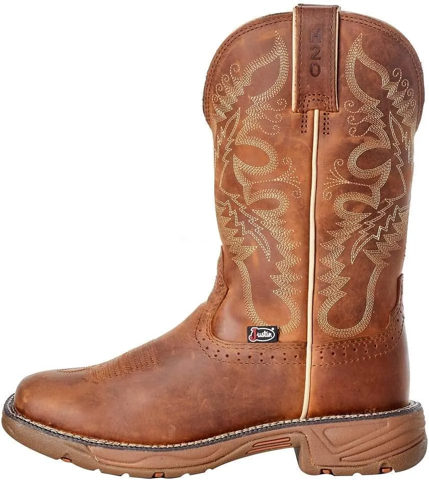 Justin Boot Company Women's Stampede Rush Tan Waterproof Soft Toe Work Boot