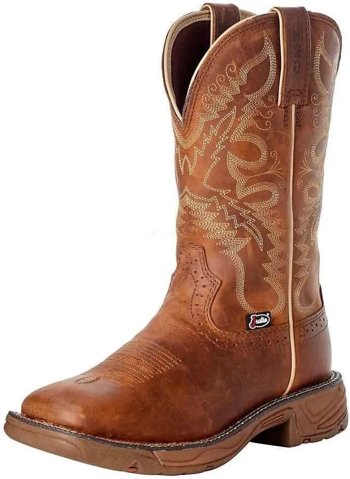Justin Boot Company Women's Stampede Rush Tan Waterproof Soft Toe Work Boot