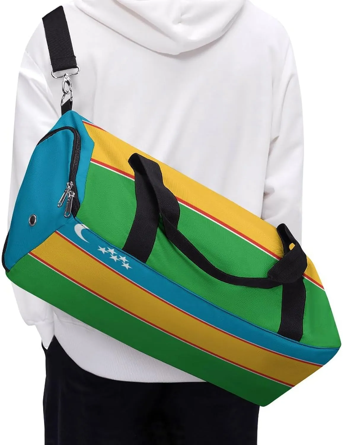 Karakalpakstan Flag Duffel Bag for Men Women Waterproof with Shoe Compartment