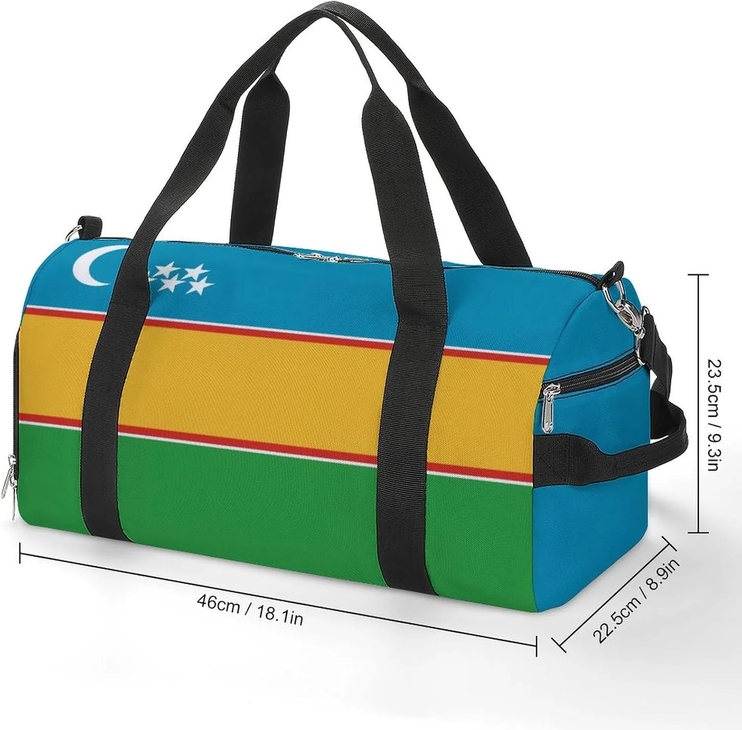 Karakalpakstan Flag Duffel Bag for Men Women Waterproof with Shoe Compartment