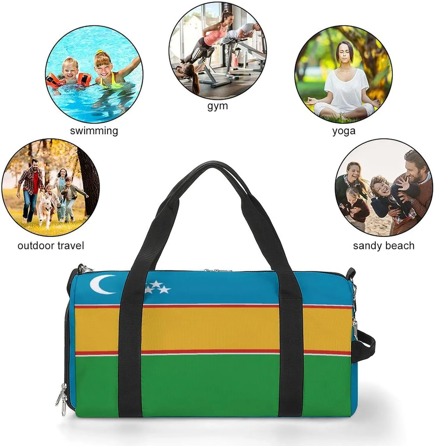 Karakalpakstan Flag Duffel Bag for Men Women Waterproof with Shoe Compartment