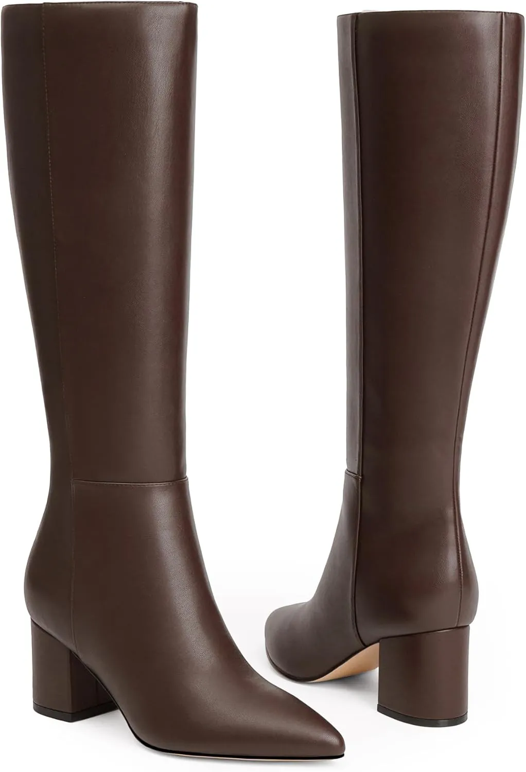 Knee High Boots for Women Chunky Heel Pointed Toe Boots Side Zipper Long Boots