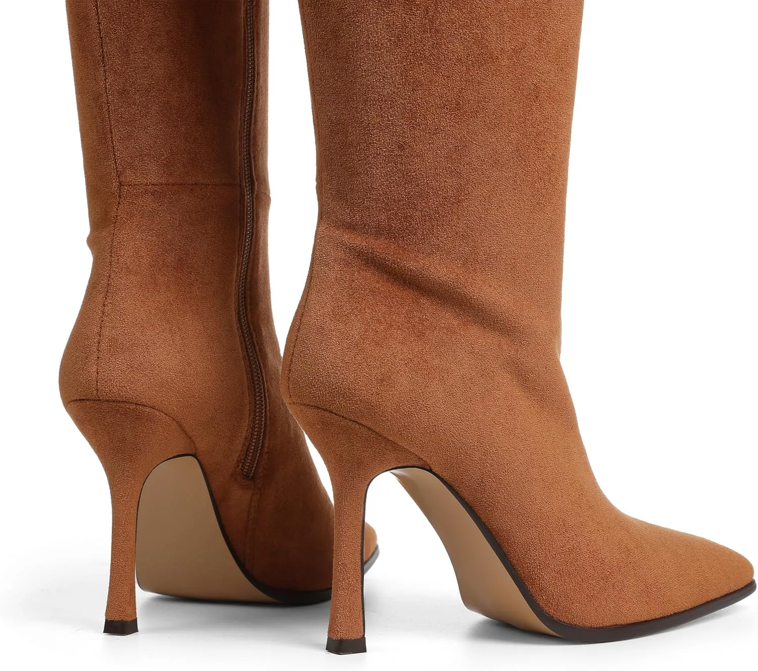 Knee High Boots, Women Thigh High Tall Leather Square Toe 3.74 In Stiletto Heel Sexy Fashion Side Zipper Fall Winter Long Boots