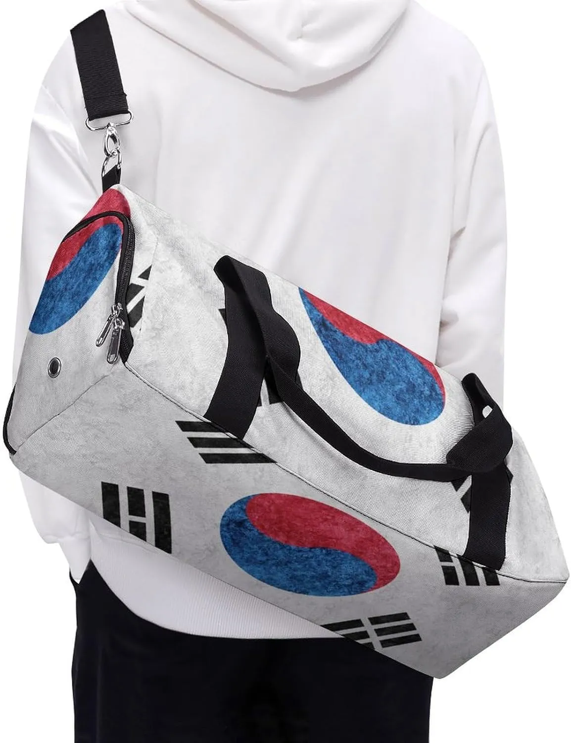 Korean Flag Textured Duffel Bag with Shoe Compartment and Wet Pocket Gym Weekender
