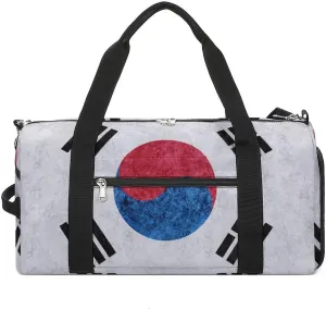 Korean Flag Textured Duffel Bag with Shoe Compartment and Wet Pocket Gym Weekender