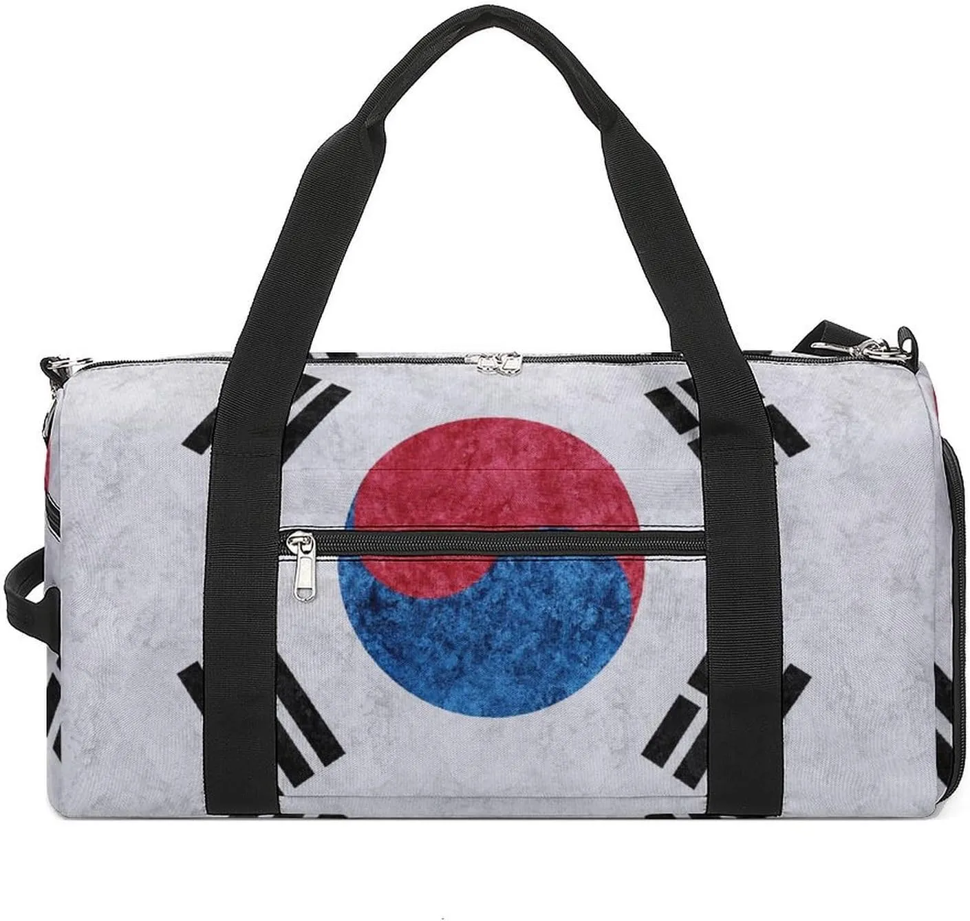 Korean Flag Textured Duffel Bag with Shoe Compartment and Wet Pocket Gym Weekender
