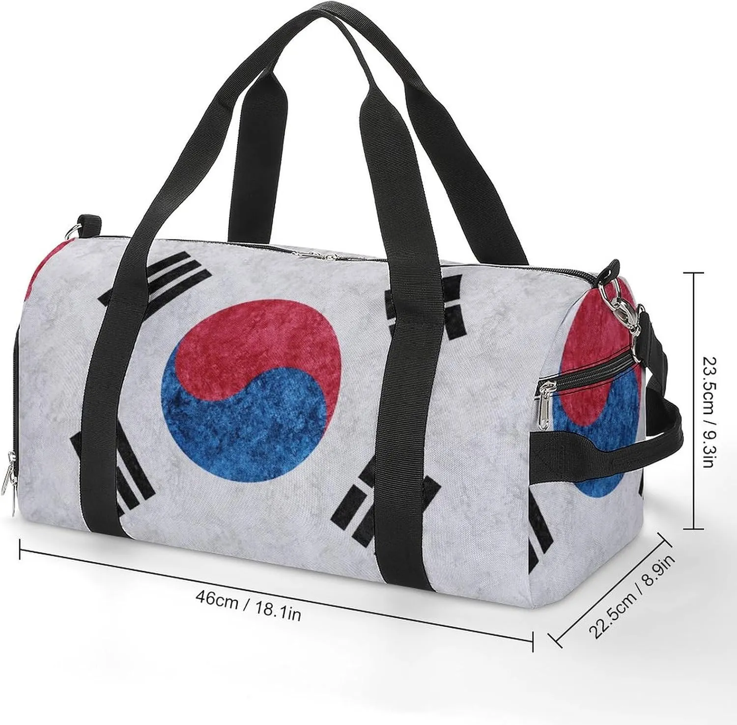 Korean Flag Textured Duffel Bag with Shoe Compartment and Wet Pocket Gym Weekender