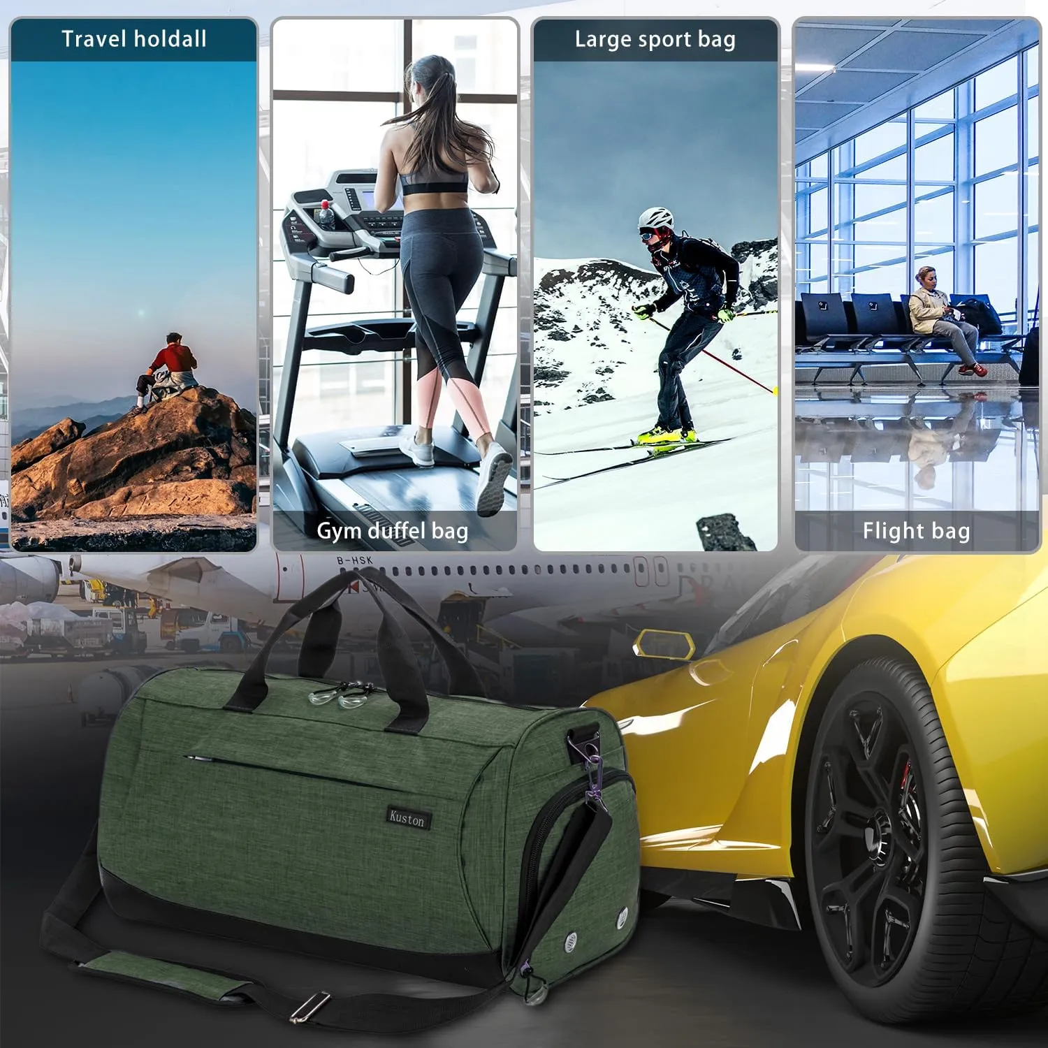 Kuston Sports Small Gym Bag for Men and Women Travel Duffel Bag Workout Bag with Shoes Compartment&Wet Pocket