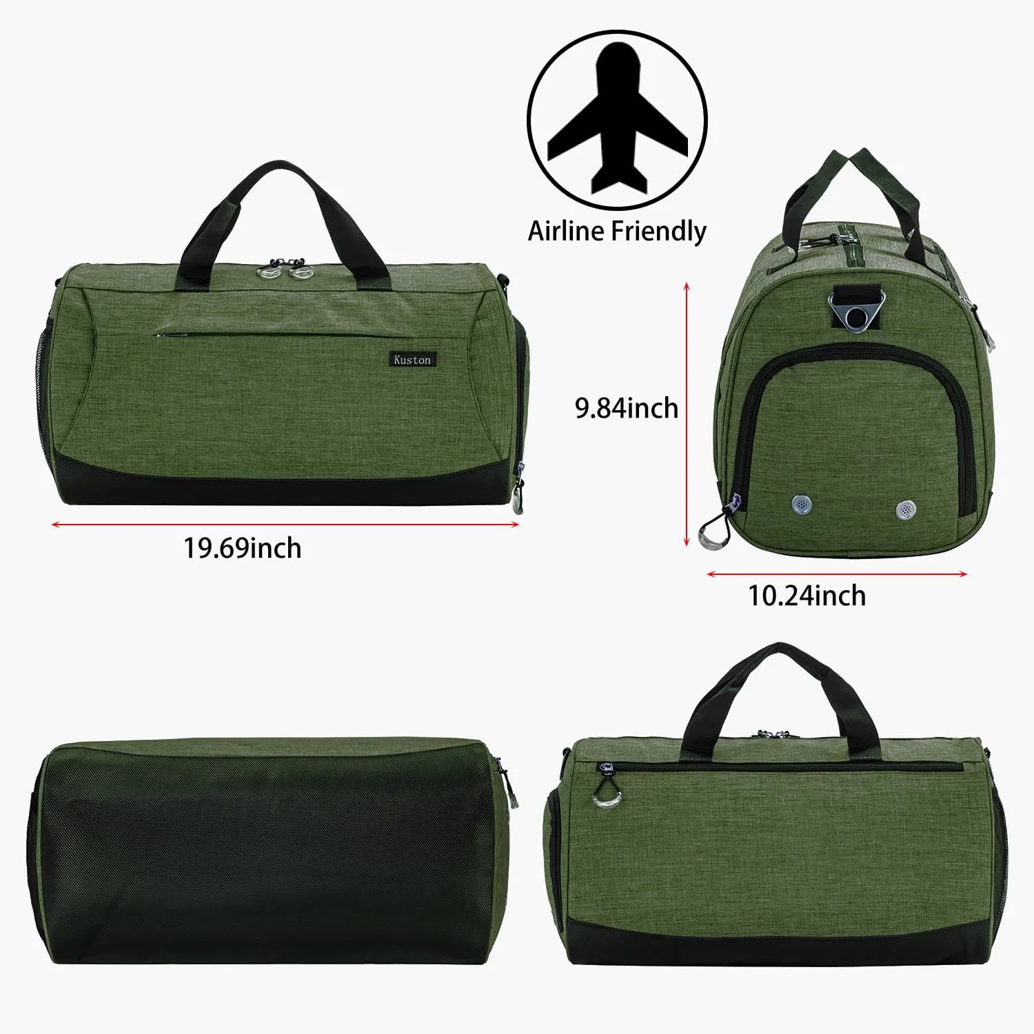 Kuston Sports Small Gym Bag for Men and Women Travel Duffel Bag Workout Bag with Shoes Compartment&Wet Pocket