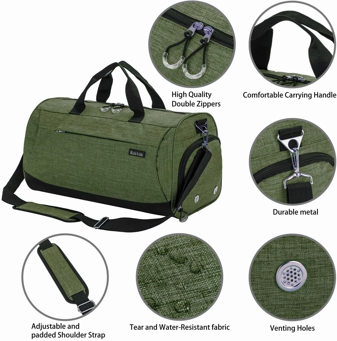 Kuston Sports Small Gym Bag for Men and Women Travel Duffel Bag Workout Bag with Shoes Compartment&Wet Pocket