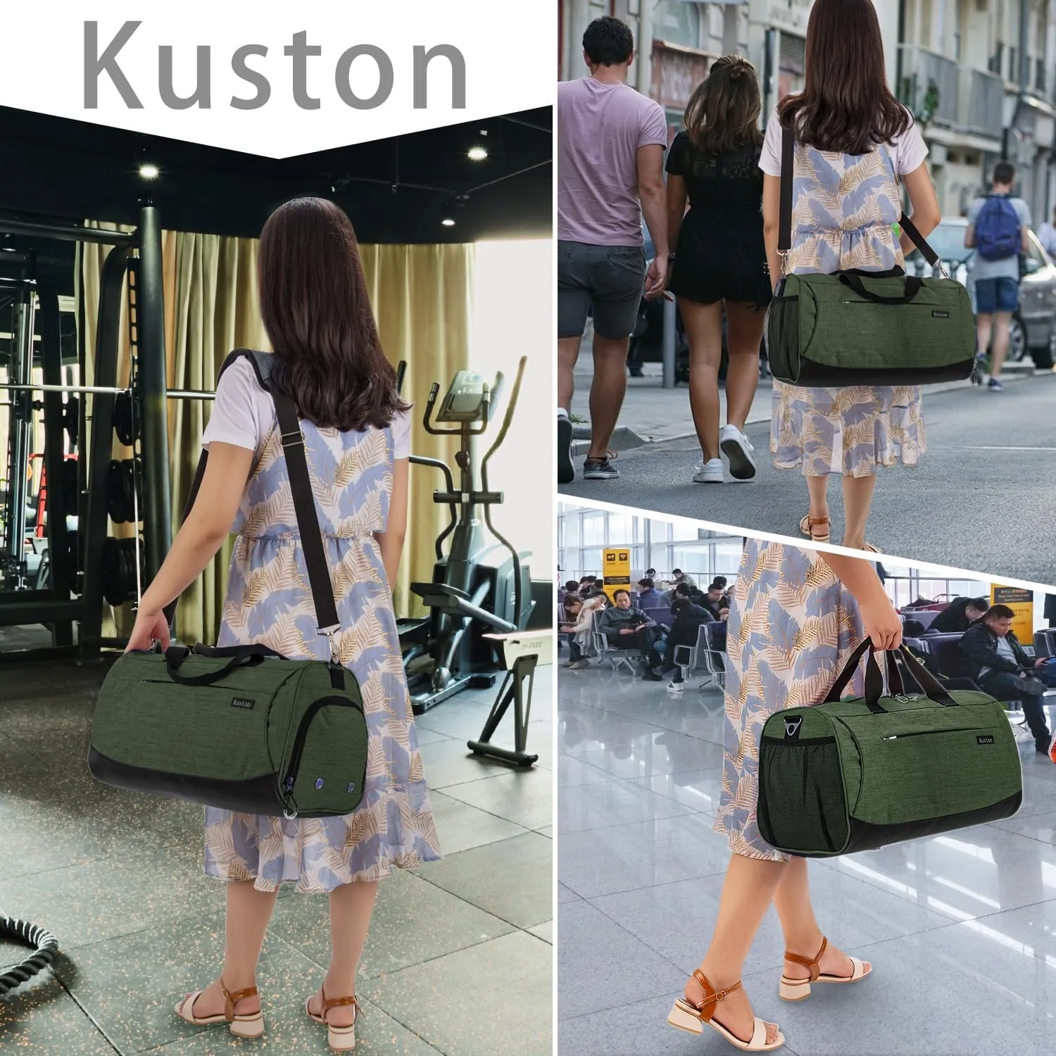 Kuston Sports Small Gym Bag for Men and Women Travel Duffel Bag Workout Bag with Shoes Compartment&Wet Pocket