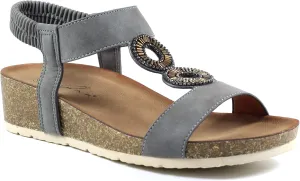 Ladies Barwell Grey Wedged Sandal
