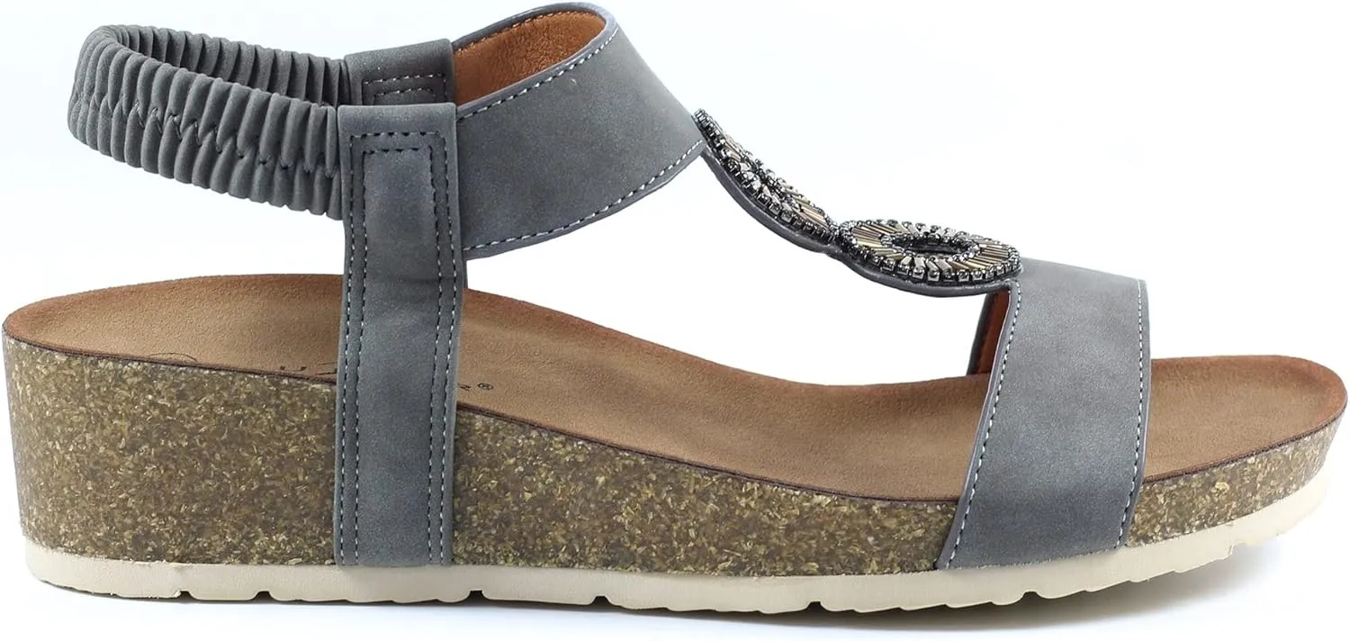 Ladies Barwell Grey Wedged Sandal