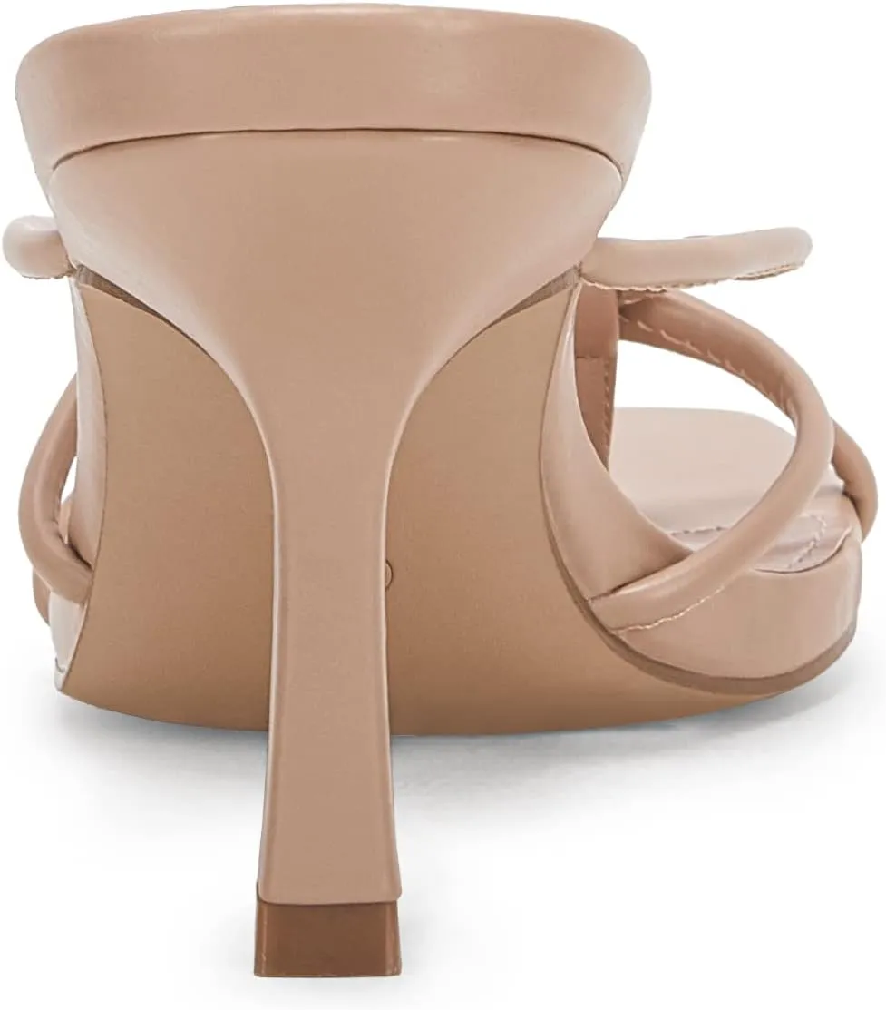LAICIGO Women’s Square Open Toe Flip Flops Stiletto Heels Strappy Thong Slide on Slingback Mules Sandals