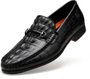 Leather Dress Shoes for Mens, Premium Crocodile Printed Formal Shoes Driving Fashion Party Slip-on Loafer for Men