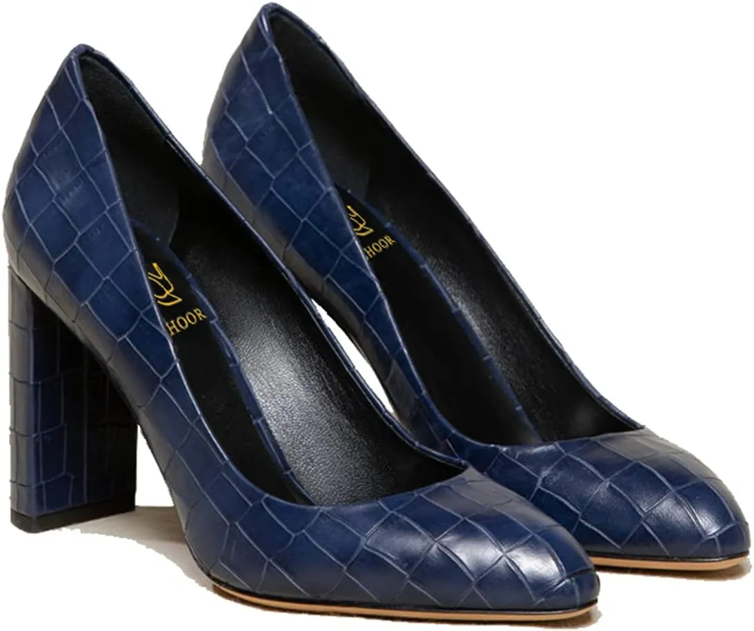 LEHOOR Women Chunky Block High Heel Pumps Shoes Pointed Closed Toe Slip On 3" Heels Dress Sandals Suede Crocodile Patent Leather Work Shoe Office Ladies Formal Dressy Wedding Party Retro 4-11 M US