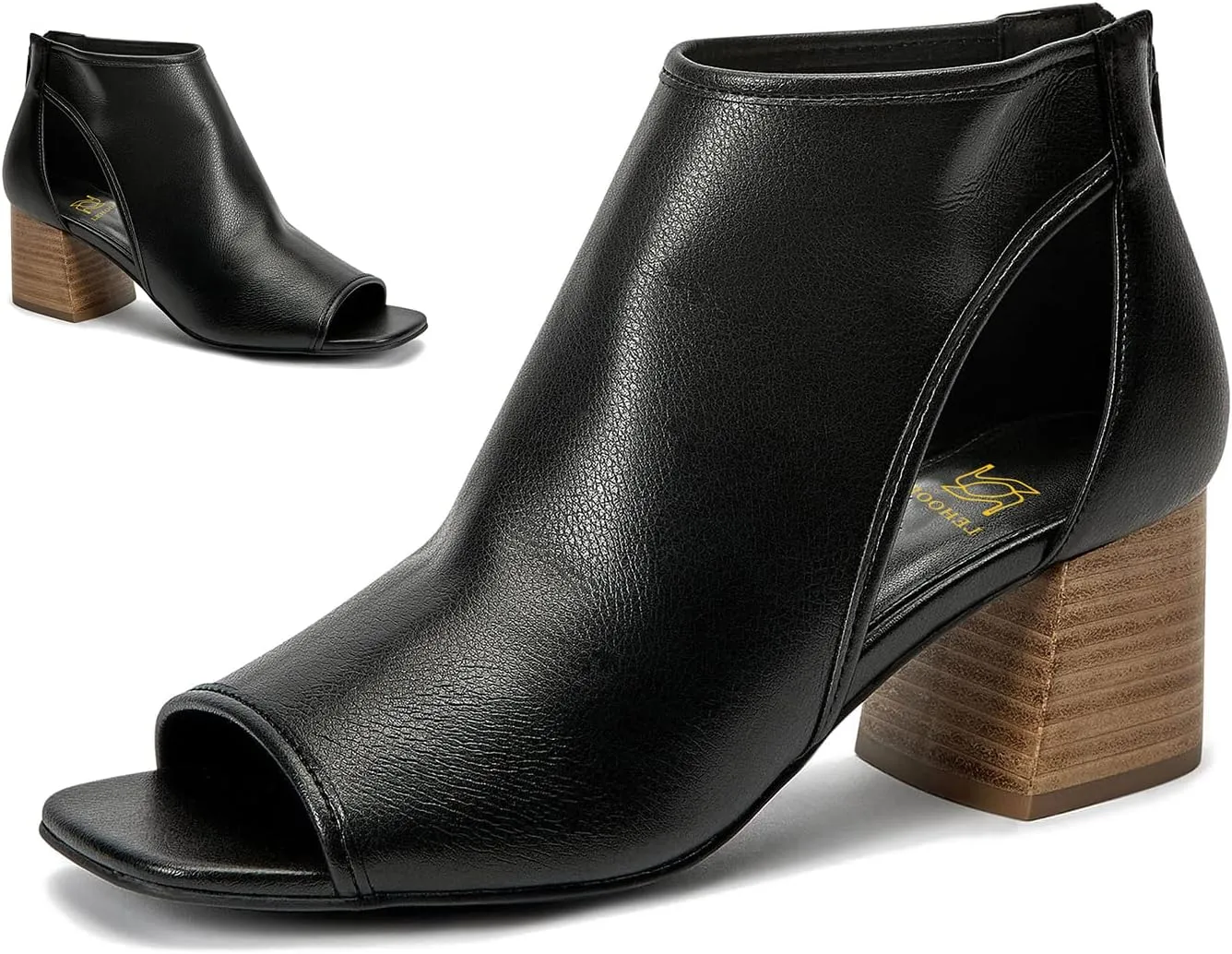 LEHOOR Women Chunky High Heel Booties Suede Open Toe Side Cut-Out Ankle Boots Back Zipper Matte 2” Block Stacked Heel Summer Casual Dress Heeled Ankle Sandal Booties Size 4-13 M US