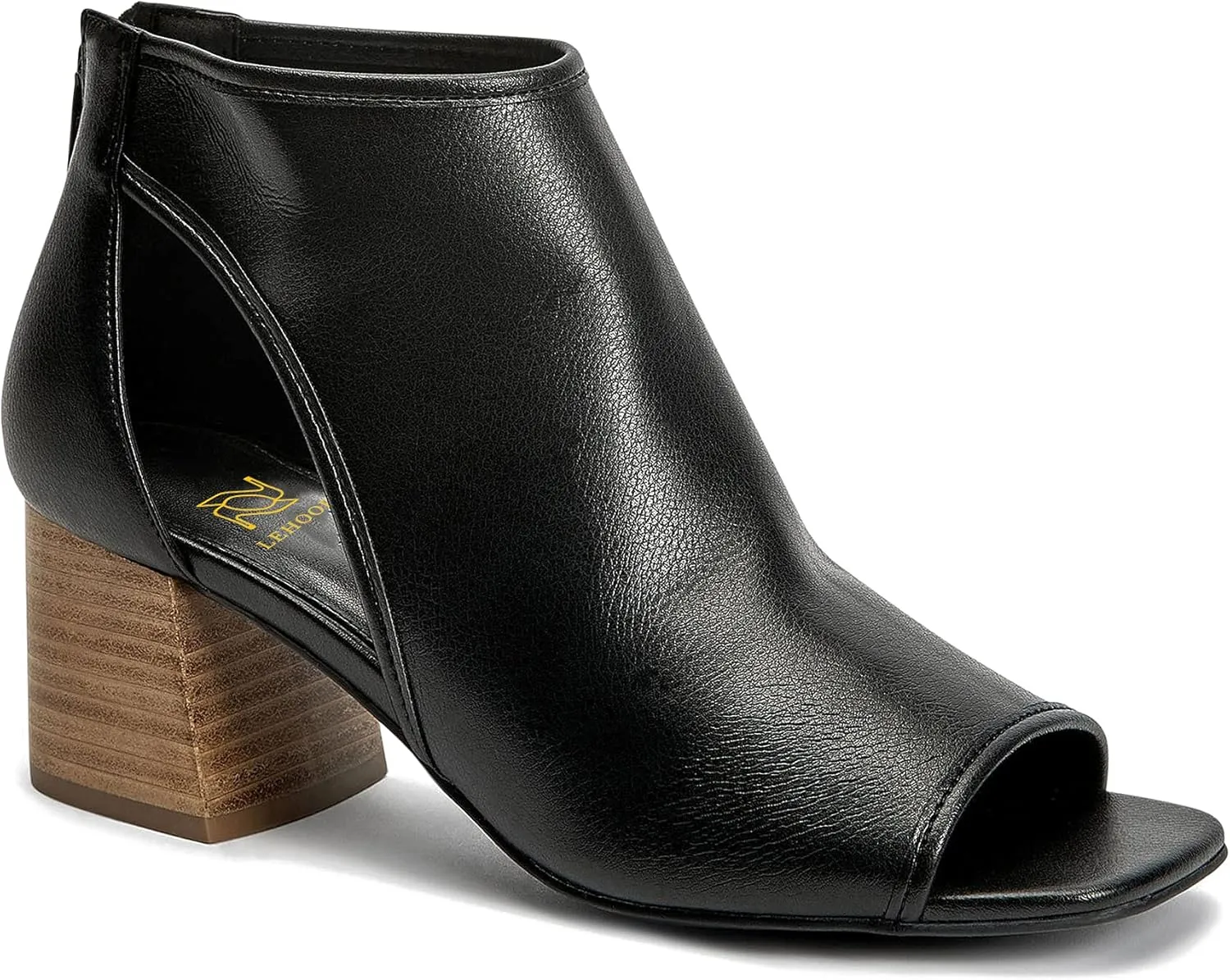 LEHOOR Women Chunky High Heel Booties Suede Open Toe Side Cut-Out Ankle Boots Back Zipper Matte 2” Block Stacked Heel Summer Casual Dress Heeled Ankle Sandal Booties Size 4-13 M US