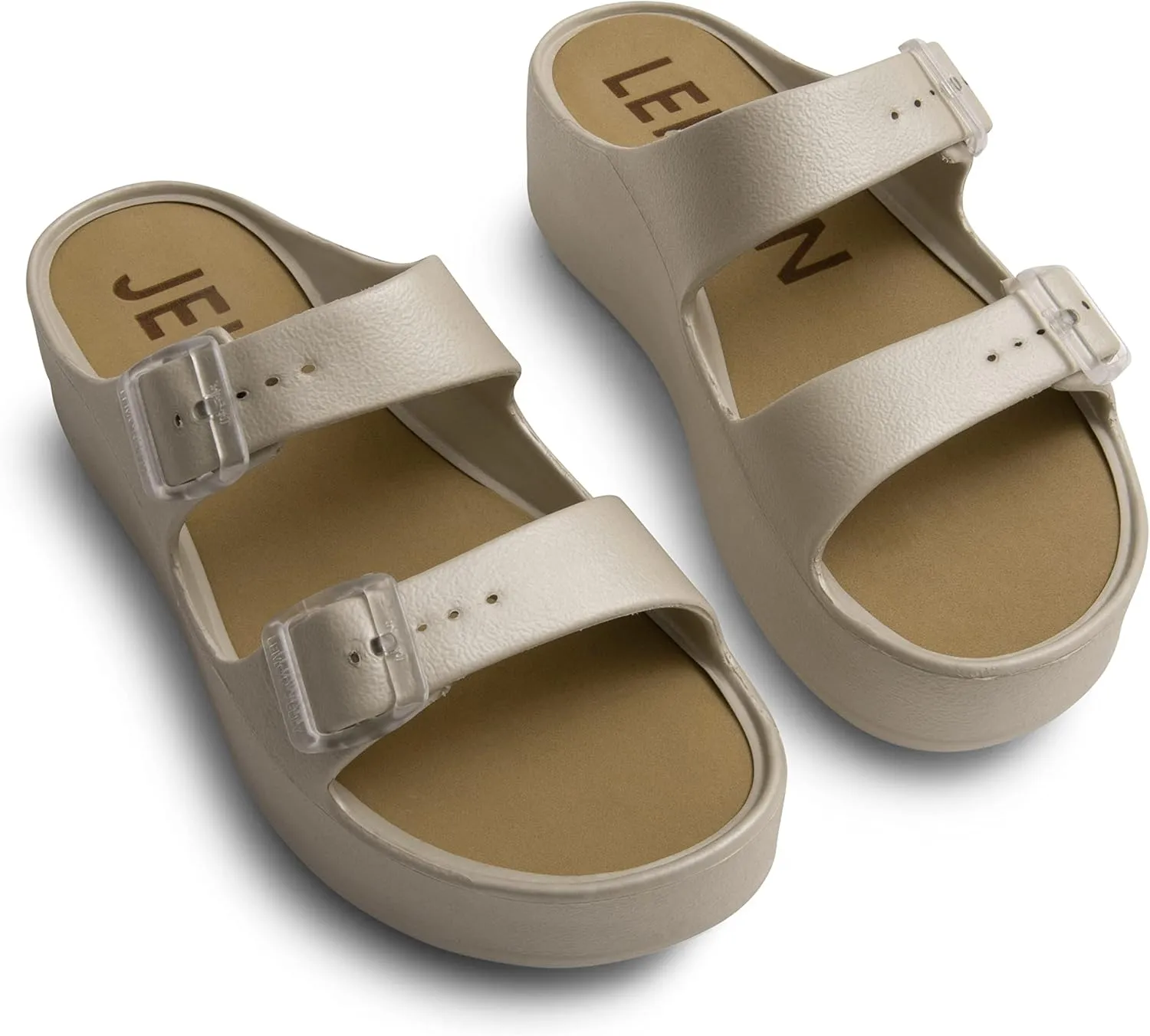 Lemon Jelly Women's Platform Sandals - Casual Double-Buckled Water-Friendly Wedges for Beach - Comfortable, Lightweight Slip-On Sandals for Ladies - Cute, Versatile Chunky Summer Slides