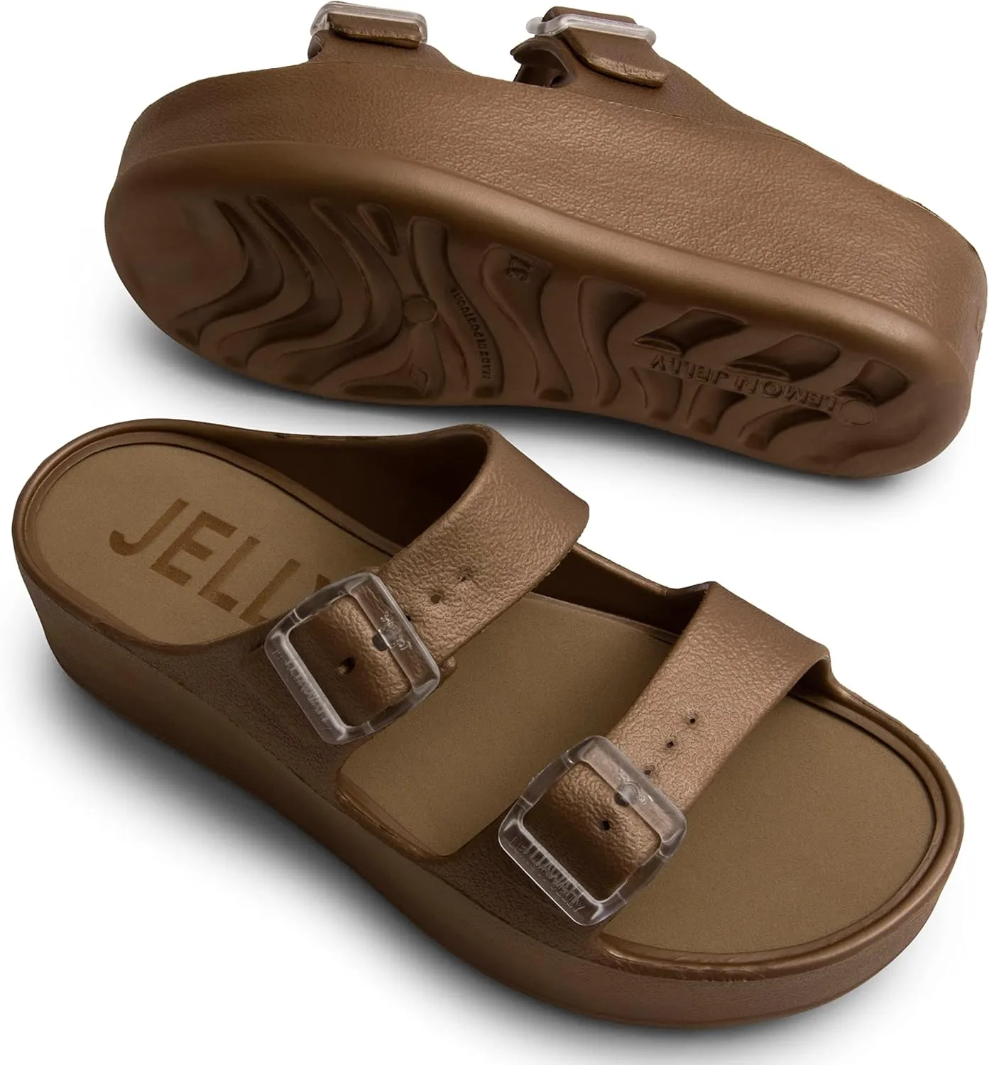 Lemon Jelly Women's Platform Sandals - Casual Double-Buckled Water-Friendly Wedges for Beach - Comfortable, Lightweight Slip-On Sandals for Ladies - Cute, Versatile Chunky Summer Slides