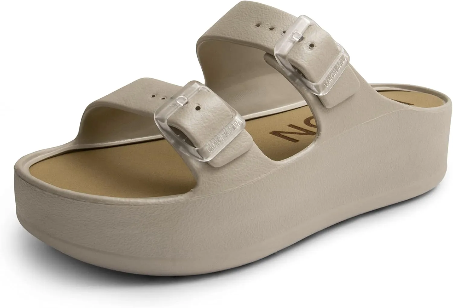 Lemon Jelly Women's Platform Sandals - Casual Double-Buckled Water-Friendly Wedges for Beach - Comfortable, Lightweight Slip-On Sandals for Ladies - Cute, Versatile Chunky Summer Slides