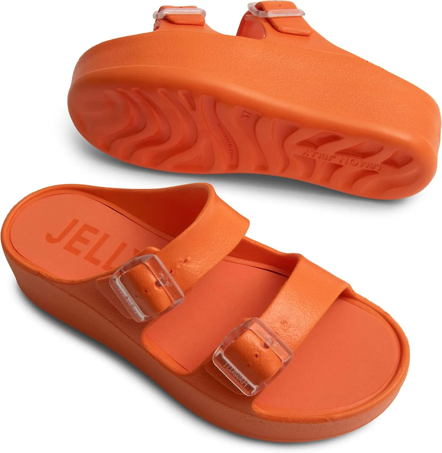 Lemon Jelly Women's Platform Sandals - Casual Double-Buckled Water-Friendly Wedges for Beach - Comfortable, Lightweight Slip-On Sandals for Ladies - Cute, Versatile Chunky Summer Slides