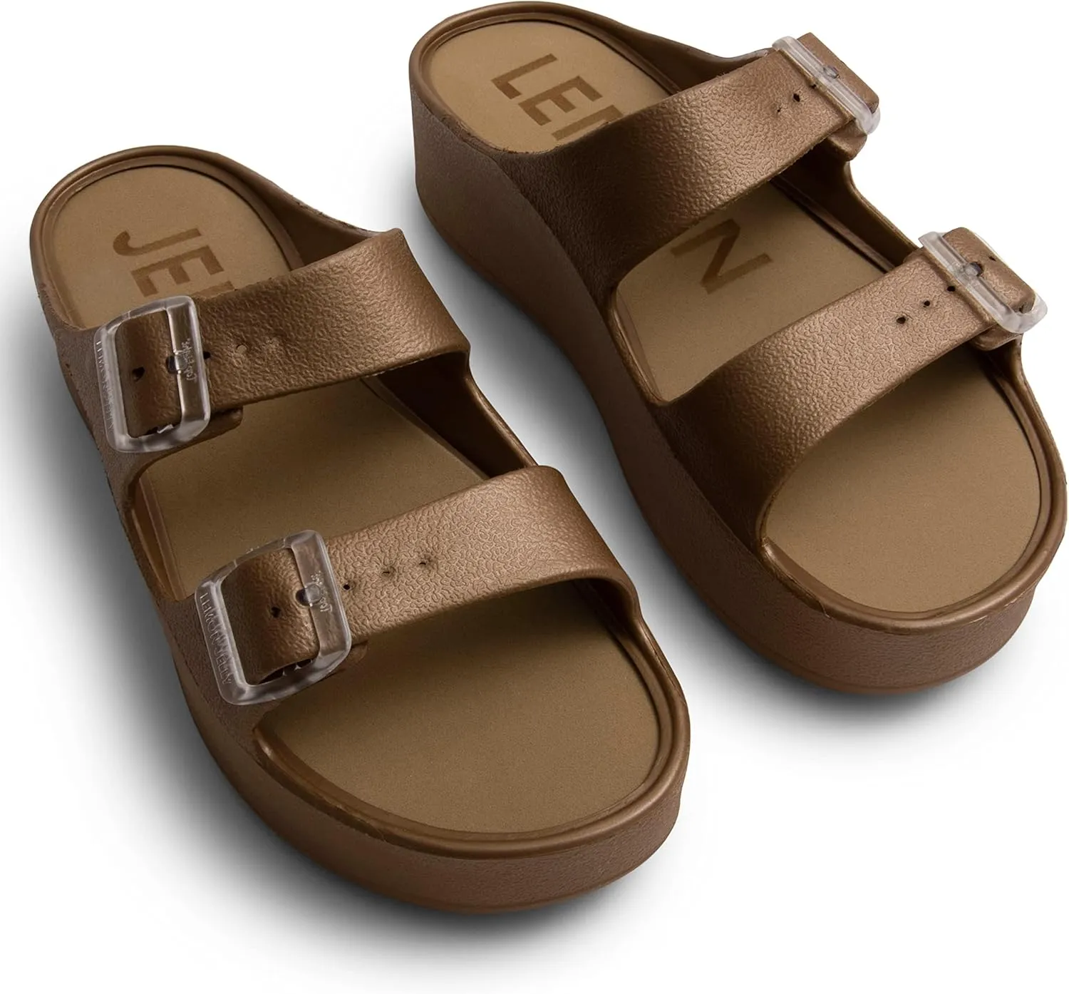 Lemon Jelly Women's Platform Sandals - Casual Double-Buckled Water-Friendly Wedges for Beach - Comfortable, Lightweight Slip-On Sandals for Ladies - Cute, Versatile Chunky Summer Slides