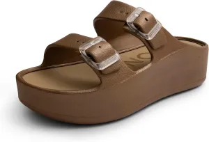 Lemon Jelly Women's Platform Sandals - Casual Double-Buckled Water-Friendly Wedges for Beach - Comfortable, Lightweight Slip-On Sandals for Ladies - Cute, Versatile Chunky Summer Slides