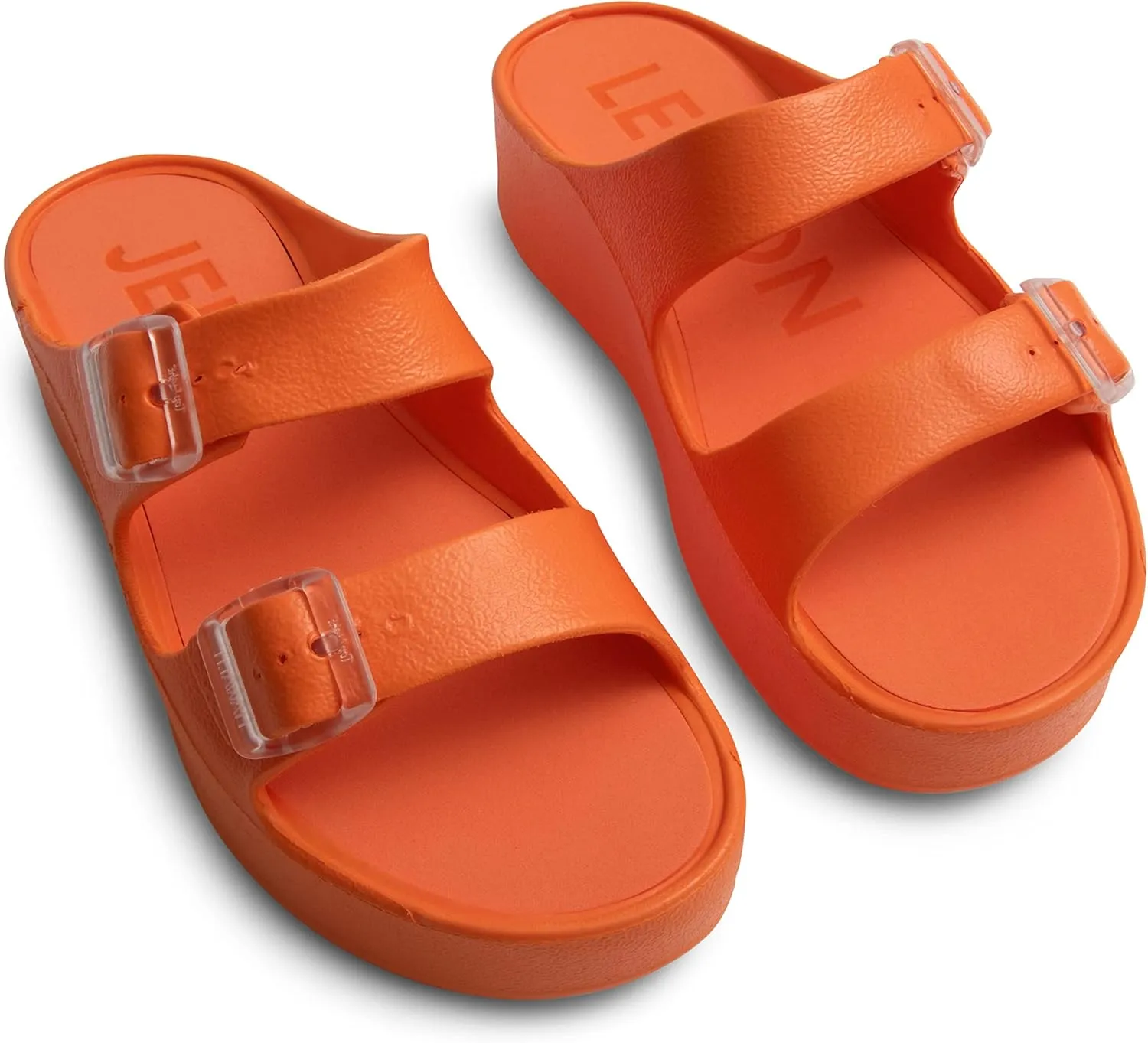 Lemon Jelly Women's Platform Sandals - Casual Double-Buckled Water-Friendly Wedges for Beach - Comfortable, Lightweight Slip-On Sandals for Ladies - Cute, Versatile Chunky Summer Slides
