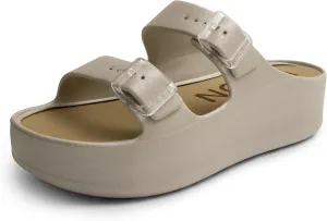 Lemon Jelly Women's Platform Sandals - Casual Double-Buckled Water-Friendly Wedges for Beach - Comfortable, Lightweight Slip-On Sandals for Ladies - Cute, Versatile Chunky Summer Slides