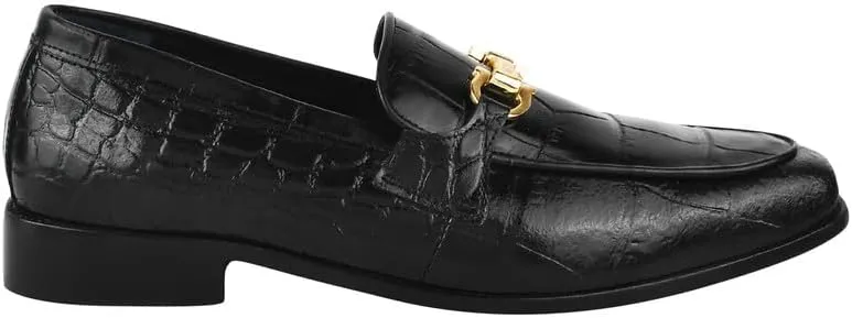 LIBERTYZENO Mens Crocodile Print Genuine Leather Adults Noble Penny Loafers Slip On Shoes for Easter Gift