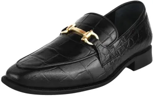 LIBERTYZENO Mens Crocodile Print Genuine Leather Adults Noble Penny Loafers Slip On Shoes for Easter Gift