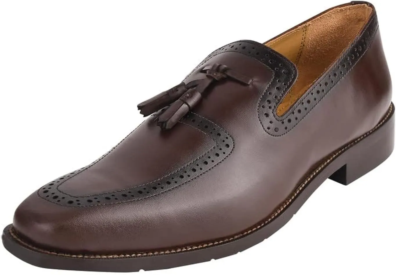 LIBERTYZENO Mens Genuine Leather Adults Tassel Loafer Slip On Dress Shoes for Prom Graduation