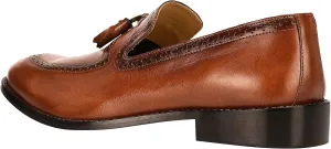 LIBERTYZENO Mens Genuine Leather Adults Tassel Loafer Slip On Dress Shoes for Prom Graduation